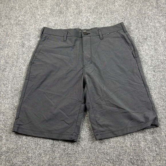 HURLEY Mens Black/Charcoal fine stripe Flat Front Shorts w/Nike Dri-Fit size: 31 - Picture 1 of 8
